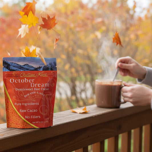 October dream Organic raw cacao hot chocolate with real dried apple and cinnamon