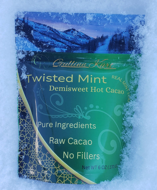 Organic raw cacao mint hot chocolate mix with dried mint and cane sugar