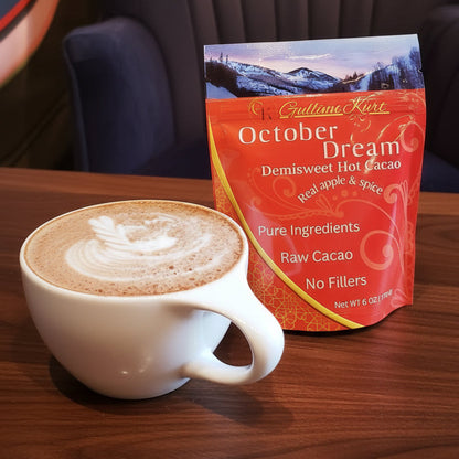 October dream Organic raw cacao hot chocolate with real dried apple and cinnamon